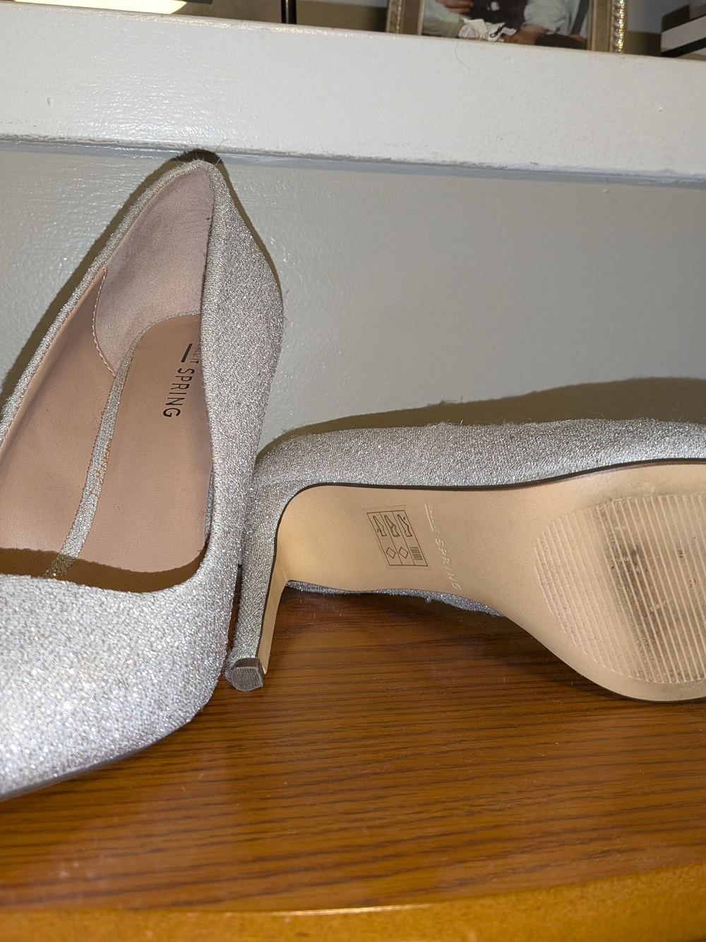Call It Spring Silver Sparkle Pointed Toe Heels - Picture 2 of 2